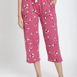 R&B Pink Cotton Floral Print Capris-picture-23