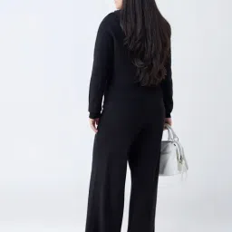 Gia by Westside Black Ribbed-Textured High-Rise Pants image 2