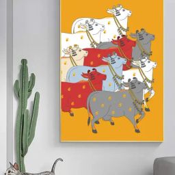 Art Street Printed Gold Cotton Canvas Wall Art-picture-32