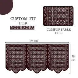 Kuber Industries Brown Set of 6 Self Design Pure Cotton Three Seater Sofa Covers image 3