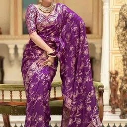 Mufa Ethnic Motifs Woven Design Zari Banarasi Saree image 3