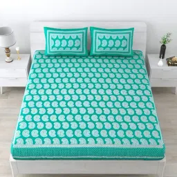 Living Roots Jaipuri Red 210 TC Cotton Queen Bed Sheet with 2 Pillow Covers-picture-41