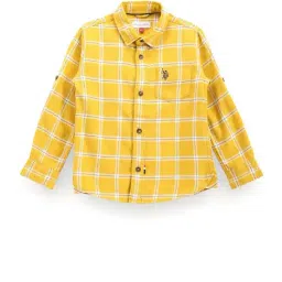 U.S. Polo Assn. Kids Yellow Checks Full Sleeves Shirt-picture-37