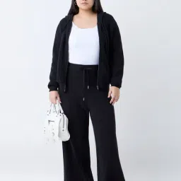 Gia by Westside Black Ribbed-Textured High-Rise Pants image 3