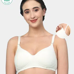 ECOMAMA Organic Cotton & Bamboo Antimicrobial Padded Non Wired Solid Feeding Bra - White-picture-10