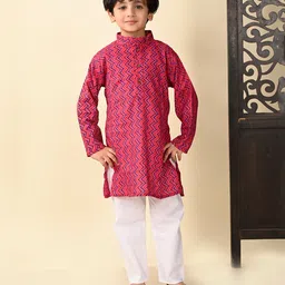 Superminis Full Sleeves Zig Zag Printed Kurta With Pyjama Set - Pink-picture-13