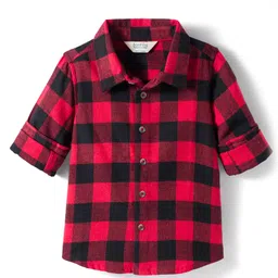 Bonfino Woven Flannel Fabric Full Sleeves Checkered Shirt - Red-picture-26