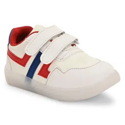 Stefens Colour Blocked Double Velcro Closure Sneakers - White & Red-picture-16