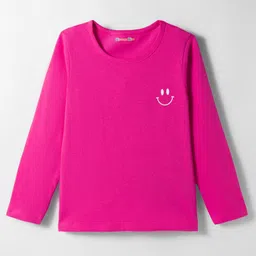 kookie kids india Kookie Kids Single Jersey Knit Full Sleeves Round Neck T-Shirt with Smiley Print - Dark Pink-picture-21