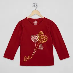 The Sandbox Clothing Co Cotton Woven Full Sleeves Hearts Printed Tee - Red-picture-39