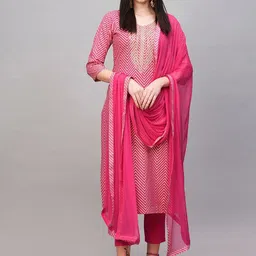 Anni Designer Chevron Printed Thread Work Straight Kurta with Trouser & Dupatta-picture-42