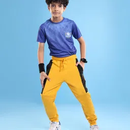 Pine Active Cotton Lycra Full Length Stretchable Anti Bacterial Solid Color Joggers - Yellow image 2