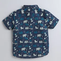 The Magic Wand Cotton Half Sleeves Abstract Printed Shirt - Blue image 3