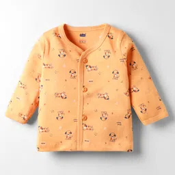 Simply Interlock Knit Full Sleeves Co-ords Night Suit with Puppy Print - Orange image 2