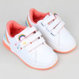 Babyoye Velcro Closure Casual Shoes With Rainbow Applique - White image 2