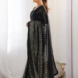 CaniBani Black Poly Georgette Sarees image 4