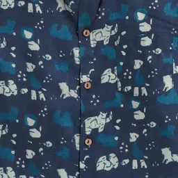 The Magic Wand Cotton Half Sleeves Abstract Printed Shirt - Blue image 4