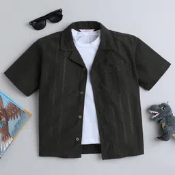 Taffykids Full Sleeves Zig Zag Striped With Solid Tee - Green & White image 4