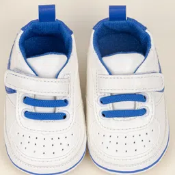 Neska Moda Perforated Velcro Closure Booties - White & Blue image 4