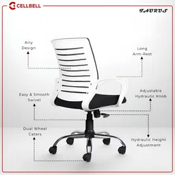 CELLBELL White & Black Mid Back Mesh Office Executive Chair image 4