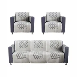 Myntra Elegant Homes Grey & White Cotton Sofa Cover With Arms image 2