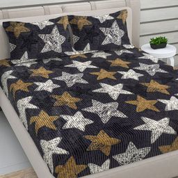 Myntra Elegant Homes Grey & White Printed 300TC Woolen King Bedsheet Set 2.50 m x 2.25 m-picture-11