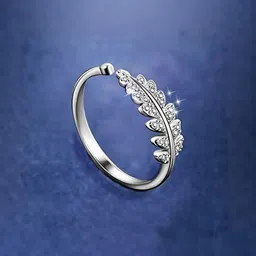 Teeragaj Leaf Stone Studded Adjustable Finger Ring-image-78