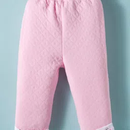 ToffyHouse Cotton Knit Full Sleeves Peter Pan Collared Floral Printed Front Open Top & Lounge Pant Set - Pink & White image 5