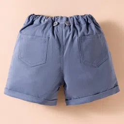 ToffyHouse Cotton Woven Half Sleeves Printed Shirt & Shorts Set with Bow & Suspender - Navy Blue & White image 5