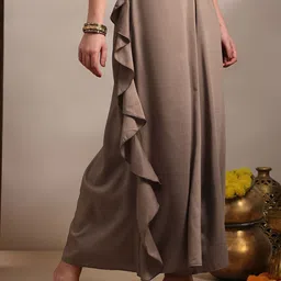 Globus Women Flared Wide Leg Ethnic Silk Palazzos image 5