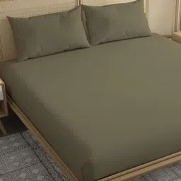 Trance Home Linen Brown 300 TC Single Bedsheet with 1 Pillow Covers image 3