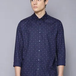 BEN SHERMAN Men Navy Blue Regular Fit Printed Casual Shirt image 1