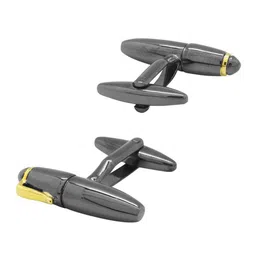 The Tie Hub Grey & Gold-Toned Quirky Cufflink image 2