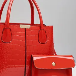 StyleCast Women Textured Structured Handheld Bag with Pouch image 2