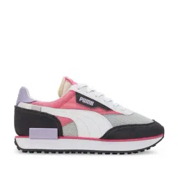 Puma Kids Future Rider Splash Ash Grey & Pink Lace Up Shoes-image-96