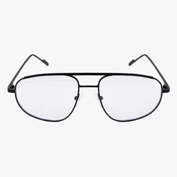 PELLE LUXUR Unisex Clear Lens & Black Aviator Sunglasses with image 5