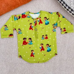Bhaakur Kids Printed Round Neck Long Sleeves Organic Cotton Kurta And Pyjamas image 5