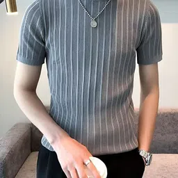 StyleCast x Revolte Men Self Design High Neck T-shirt-picture-58