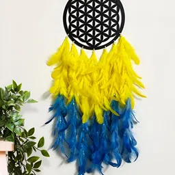 COLOR SPLASH Yellow & Blue Hanging Dream Catcher Wall Decor-picture-26