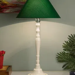Homesake White & Green Solid Imperial Handcrafted Table Lamp with Shade-picture-31