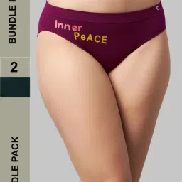 C9 Airwear Wine & Dark Green Printed Hipster Panty - Pack of 2-image-46