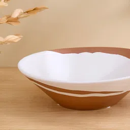 Home Centre Brown & White Ceramic Printed Decorative Bowl-image-6