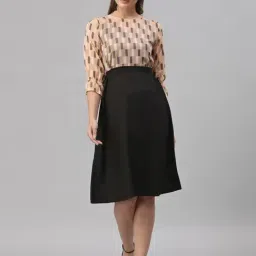 SELVIA Black & Peach Printed A-Line Dress-image-27