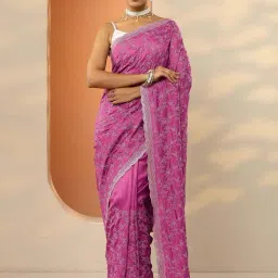 Libas Mauve Embroidered Saree With Unstitched Blouse-picture-13