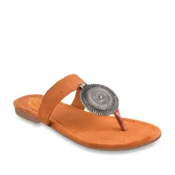 Shoetopia Women's Orange Thong Sandals image 3