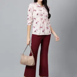 Latin Quarters Maroon Regular Fit High Rise Pants image 4