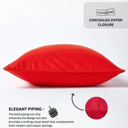 Aurave Red 2 Pieces Pure Cotton 210 TC Soft & Comfortable Square Cushion Covers image 3