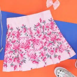 Pantaloons Junior Rose Printed Box Pleated Skirt - Baby Pink-picture-21