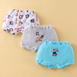 Bodycare Cotton Briefs Cartoon Print  Pack of 3 - Blue Grey & White-picture-21