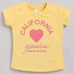 giniekids Half Sleeves California Paradise Text Printed Tee - Yellow-picture-16